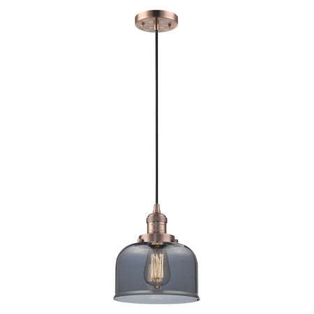 Large Bell Vintage Dimmable Led 12 Antique Copper Mini Pendant With Smoked Glass